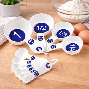 Large Print Measuring Cup Set 10pc Bright White Easy Read Kitchen Baking